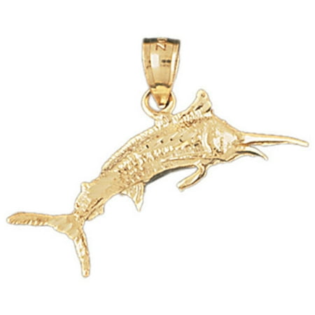 14K Yellow Gold Marlin Pendant - 26 mm
