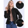 thumbnail image 2 of DARING DIVA Women's Corduroy Long Sleeve Button Down Shacket Jacket S Black, 2 of 6