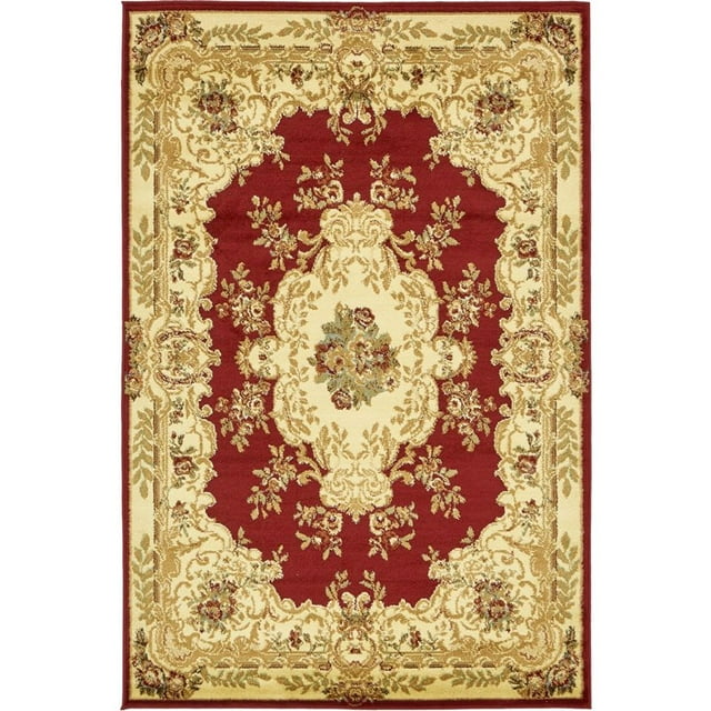 Unique Loom Versailles Medallion Motif Rug 4' x 6' Rectangle Burgundy/Ivory
