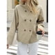 thumbnail image 5 of Gabardina Corta para Mujer, Abrigo Holgado de Larga con Solapa y Doble Botonadura, Ropa de Abrigo de Moda Albaricoque L, 5 of 7