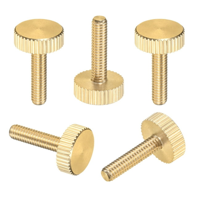 Uxcell 5-Pack Tornillos de Mariposa Estriados, M4x16mm Perillas de Cabeza Plana de Latón
