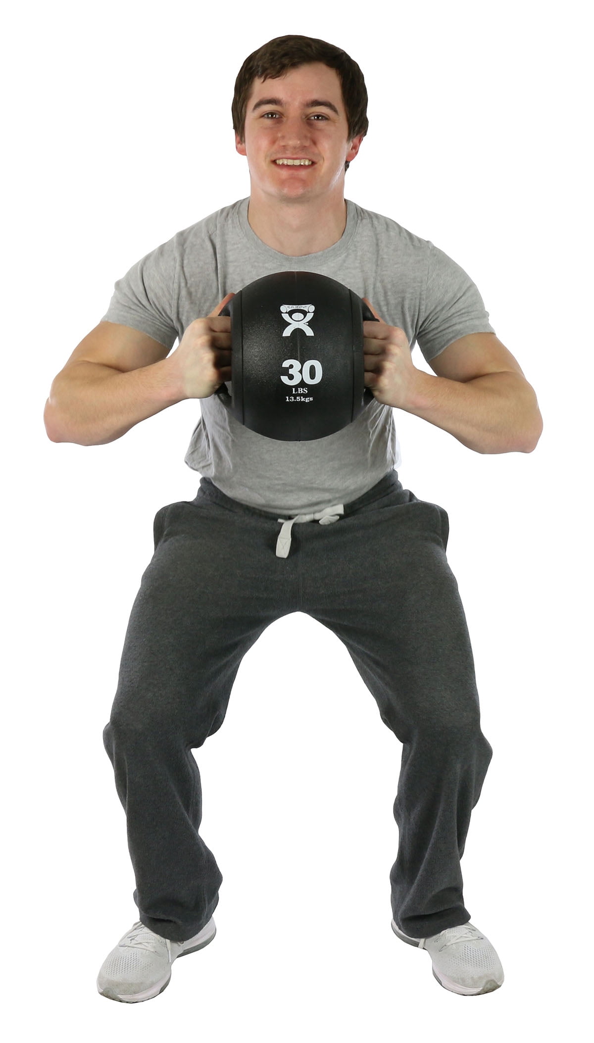 Fabrication Enterprises Dual-Handle Medicine Ball, 30 lbs, Black