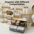 thumbnail image 4 of Makeup Organizer with Brush Holder, Countertop Organizer with 2 Drawers for Beauty Essential, Skincare, Lipstick, 4 of 7