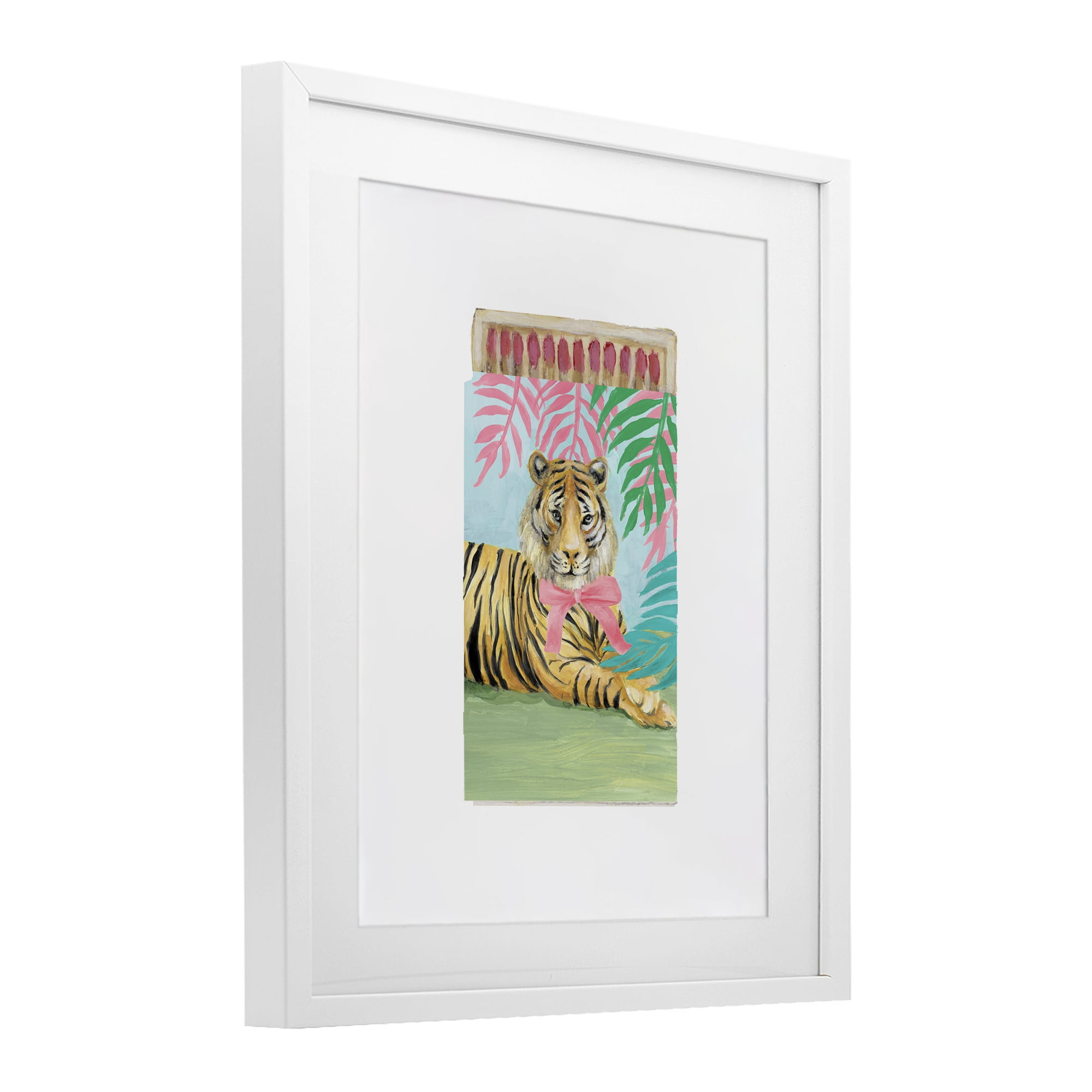 Stupell Industries Tropical Tiger Matchbook White Framed Print Under Glass, design by Lanie Loreth