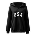 thumbnail image 3 of Women Fashion Letter Pattern Neck Hooded Long Sleeve Casual Hoodie Loose Top Big And Tall Hoodie Zip Hooded Jacket Women Women Zip up Sweatshirts Tall Womens Hoodie Long Sweatshirt Hoodie Snap Hoodie, 3 of 4