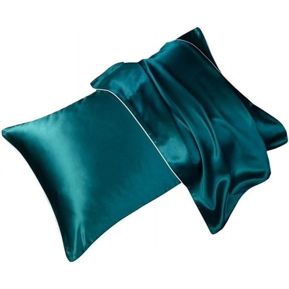 ERDOUY 2 Pack 100% Silk Pillowcases for Hair and Skin 19 Momme Silk Bed Pillowcases with Envelope Closure (Queen Size, Peacock Blue)