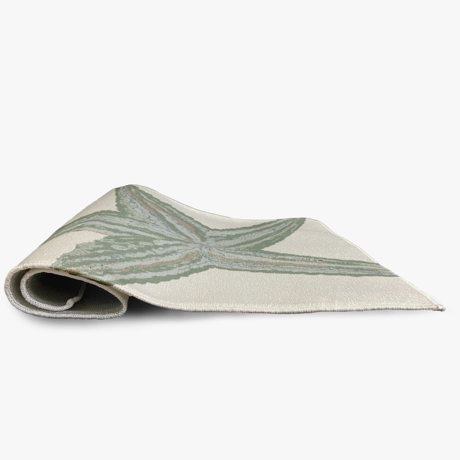 E by Design Large Starfish Nautical Indoor/Outdoor Rug - Sage - 2 x 3 ft.