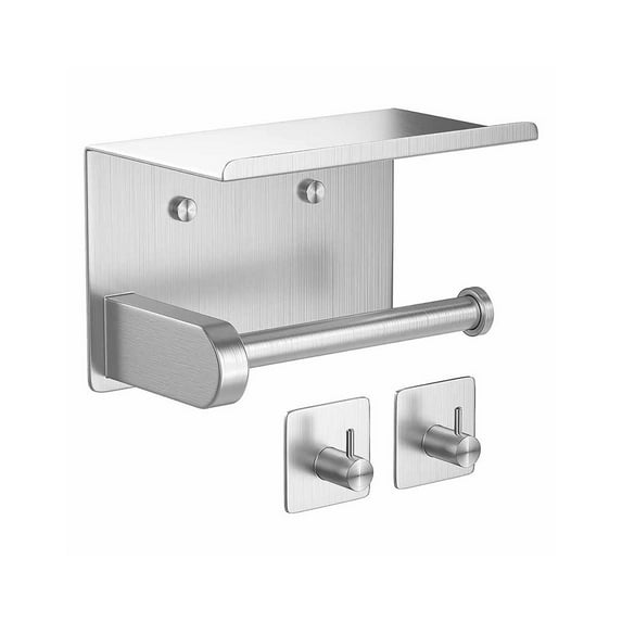 Tssuoun Stainless Steel Toilet Paper Holder Polished Wall-mounted Dual Layer Home Bathroom Office Building Tissues Stand Bracket Rack Silver