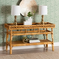 bali & pari Savitri Boho Console Table, 2-Tier, Light honey