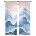 thumbnail image 2 of Blue Waves Coastal Semi Sheer Window Curtains 96 Inches Long, Light Blue Ombre Summer Beach Oceans Rod Pocket Voile Silky Chiffon Curtain Treatment Drapes for Kitchen, Living Room, 52"x96", 2 Panels, 2 of 9
