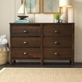 thumbnail image 3 of Camaflexi Baja 6 Drawer Dresser Solid Wood Dresser Organizer Storage Cabinet, Walnut, 3 of 7