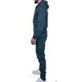 thumbnail image 2 of Riflessi Men's Athletic Sports Casual 2 Piece Solid Color Tracksuit Hoodie Jogger Pants Sweatsuit Set (Cosmic Blue, L), 2 of 4