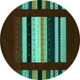 thumbnail image 1 of Ahgly Company Indoor Round Abstract Turquoise Blue Contemporary Area Rugs, 6' Round, 1 of 4