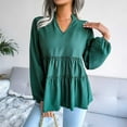 thumbnail image 2 of USSUMA Women Tops Dressy Casual Long Sleeve, Women Long Sleeve Ruffle Hem Peplum Tops Casual Tiered Swing Tops Loose Fitting Swing Blouse T-Shirts Fall Female, 2 of 7