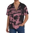 thumbnail image 7 of Lsque Skull and Snake Art print Men's Cuban Collar Short Sleeve Shirt Summer Beachwear Casual Button Down Fashionable Vacation Leisure Shirt-Large, 7 of 7