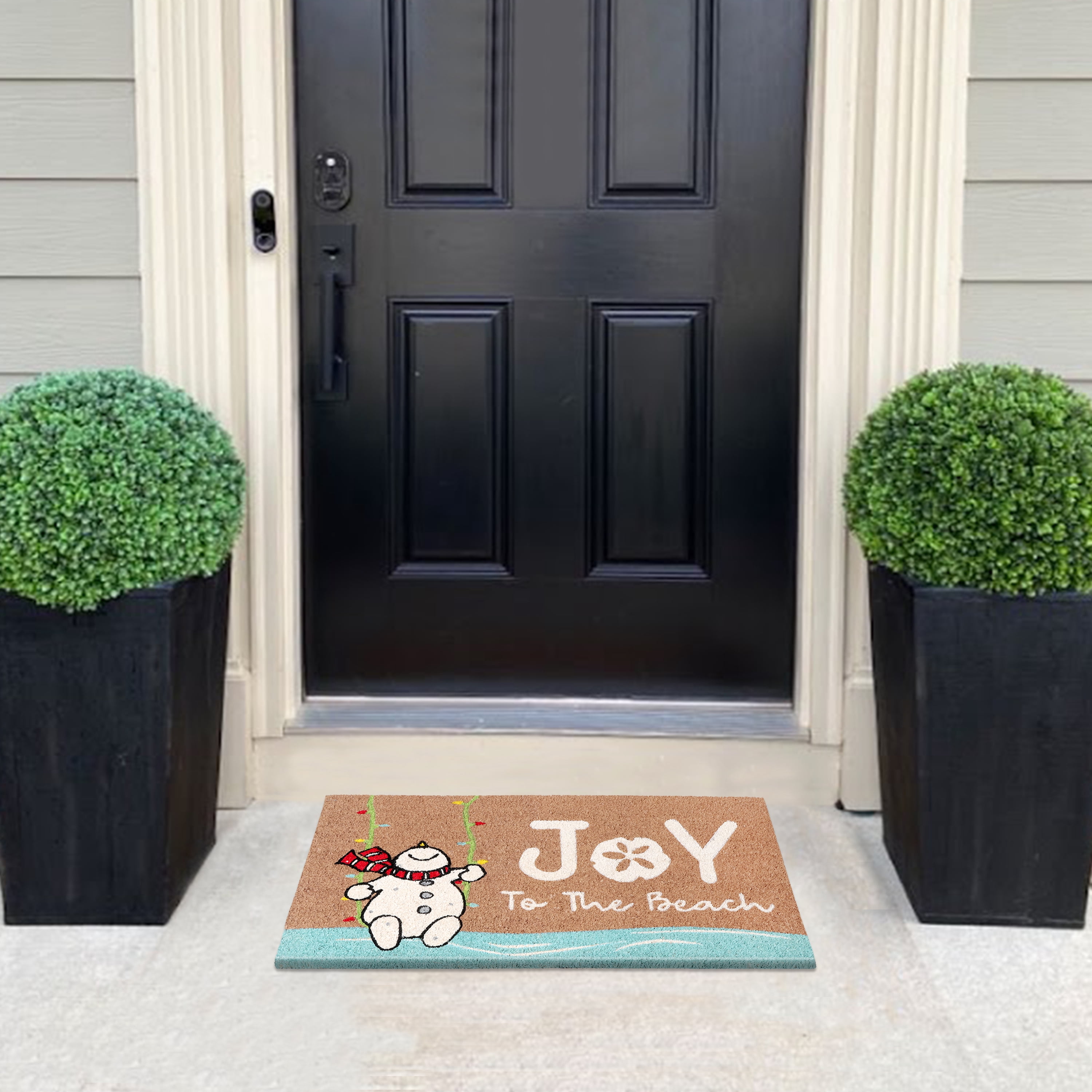 A1HC Natural Coco Coir Door Mat with Heavy Duty Non-Slip PVC Backing - 18" x 30" - Easy to Clean, Pet Friendly Outdoor Welcome Mat for Home