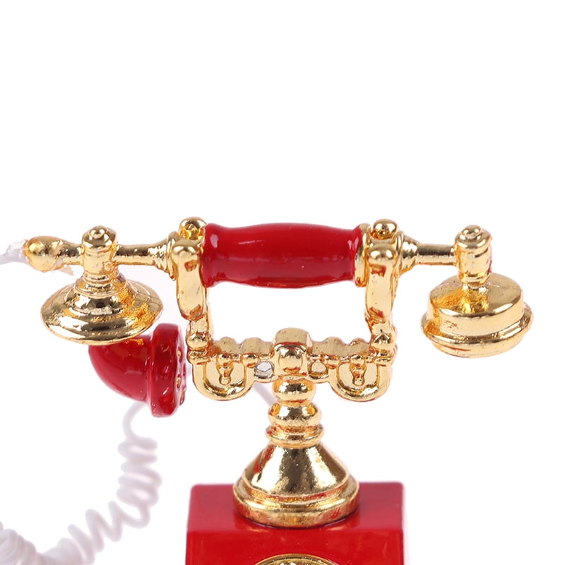 1Pc 1:12 Dollhouse Miniature Phone Model Retro Rotary Telephone for Doll De P1 
