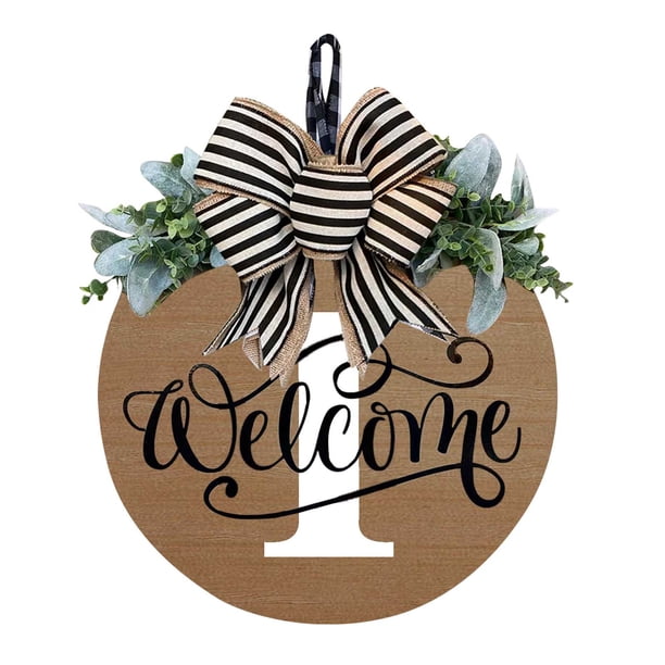 Front Door Wreath Decorative Hanging Plaques, Last Name Year Round, Wooden Frame, Festive Home Decor, Easy Installation, Metal Rolling, For Office, Elegant Door Accent,topliu