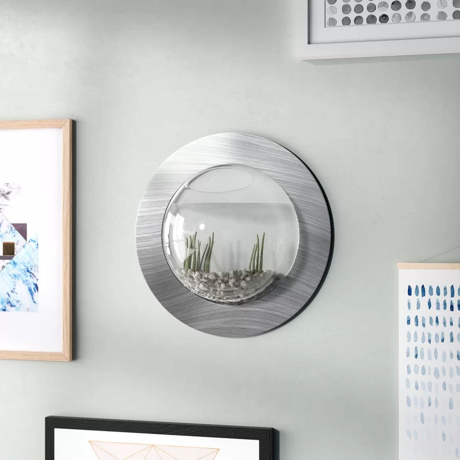 Vandue Deluxe Wall Mounted Brushed Aluminum Bubble Fish Tank