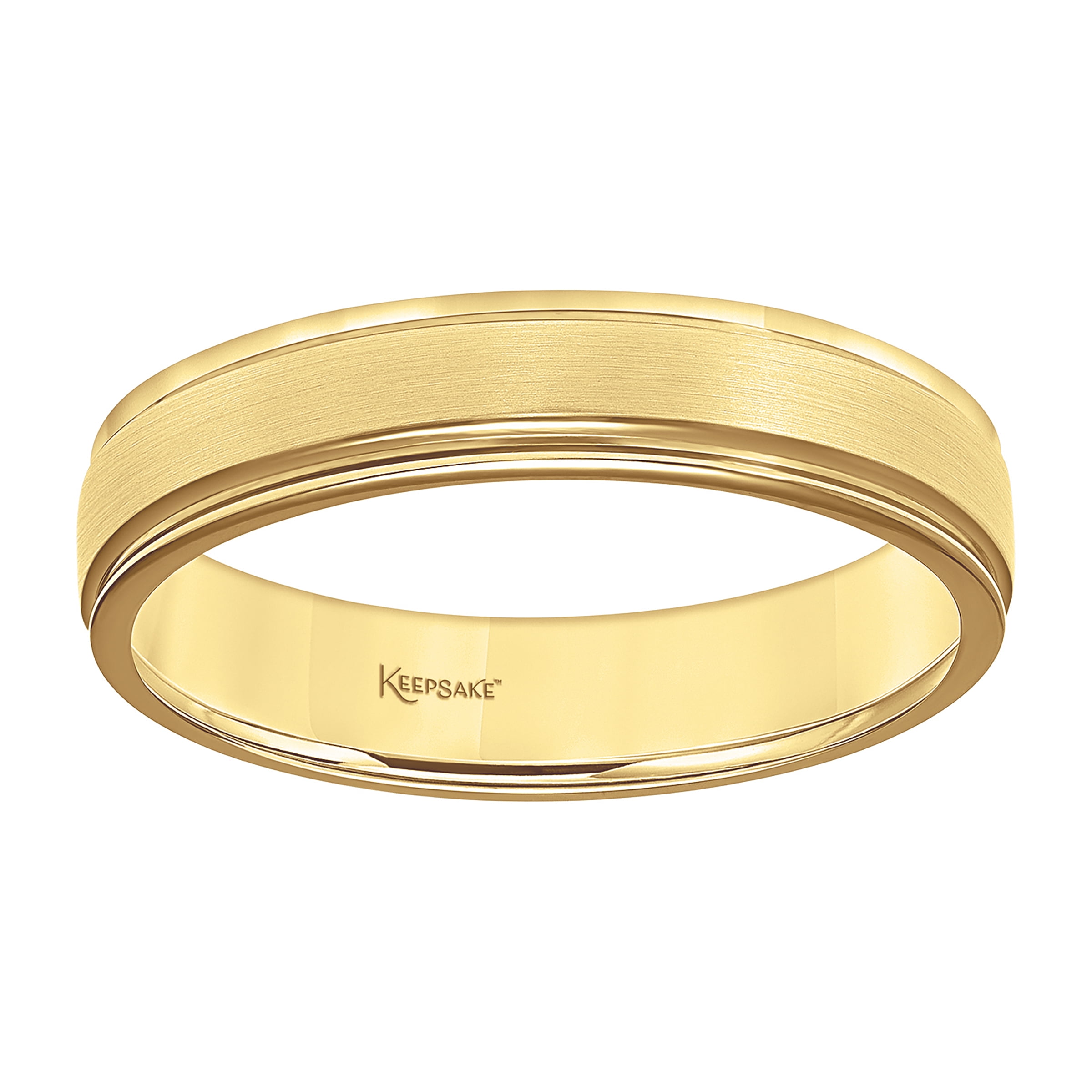 Keepsake 14K Yellow Gold Plated Sterling Silver 5mm Step-Edge Men's Band