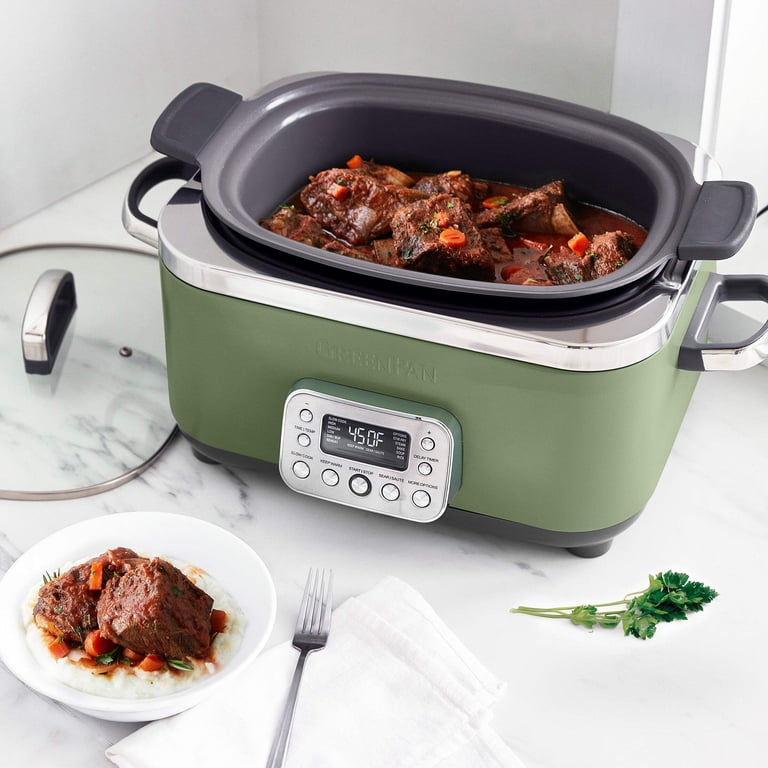 GreenPan 6-Quart 14-in-1 Slow Cooker, Sage Green photo 6