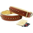 thumbnail image 2 of Medium 17''- 21'' Soft Genuine Leather Star Padded Dog Puppy Collar  60AA201TN, 2 of 4