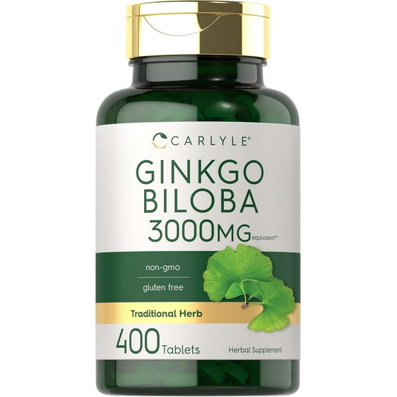 Ginkgo Biloba 3000mg | 400 Tablets | Vegetarian Supplement for Men and Women | by Carlyle