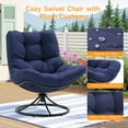 thumbnail image 5 of Dovov Swivel Accent Chair, 360° Upholstered Swivel Chair Modern Lounge Chair Comfy Reading Chair with Soft Cushion and Metal Frame, Blue, 5 of 11