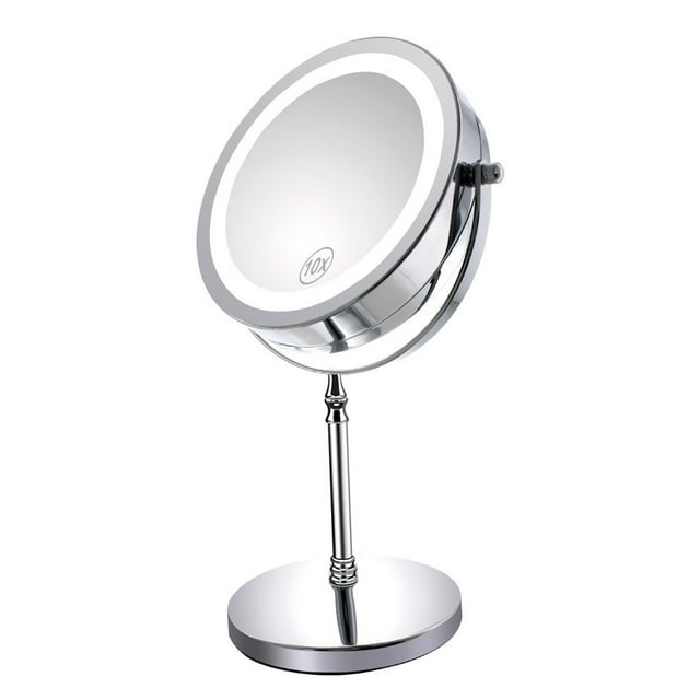 1X/10X Magnifying Lighted Makeup Mirror, 7 Inch Two Sided White Daylight LED Shadow Free LED Vanity Mirror Include 3 AAA Rechargeable Batteries