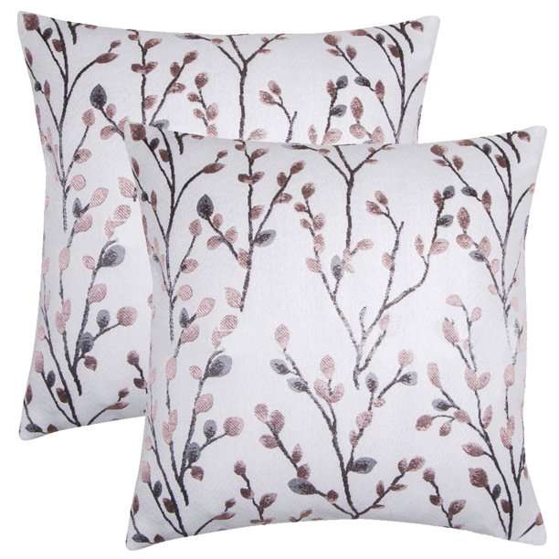 Funda de almohada Pastoral con flores y hojas, funda de almohada para el hogar, funda trasera para la cintura, sin núcleo, 2 uds.