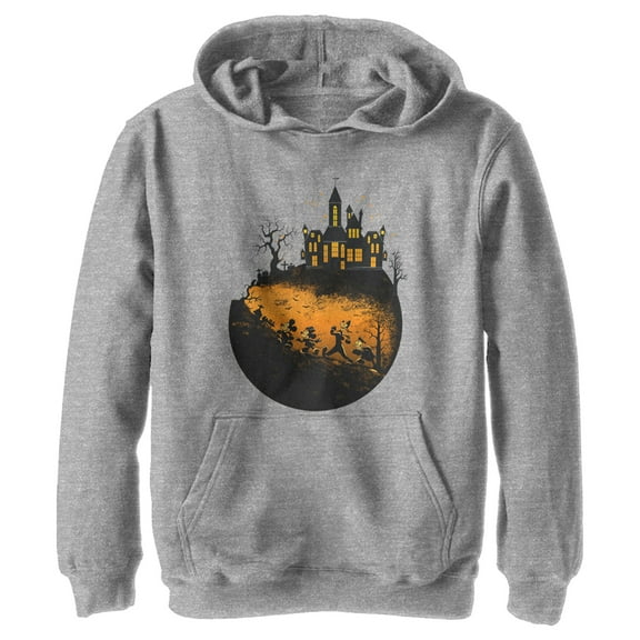 Boy's Mickey & Friends Halloween Haunted Mansion  Pull Over Hoodie Athletic Heather Medium