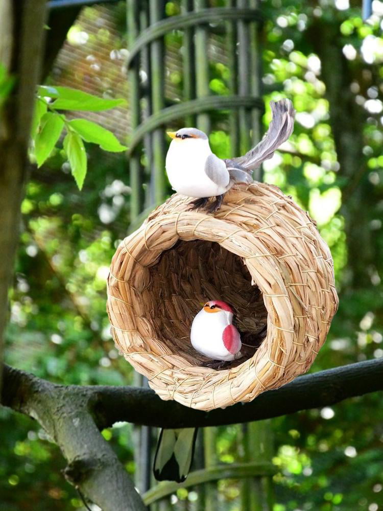 Woven Straw Bird House Bird Hatching Breeding Nest for Parrot Pigeon 12cm 