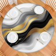 thumbnail image 2 of Black White Gold Wave Marble Round Fitted Tablecloth with Elastic Edge,Dining Table Cover Waterproof,Outdoor Round Tablecloth for Camping,Dining,Indoor and Outdoor, 2 of 7