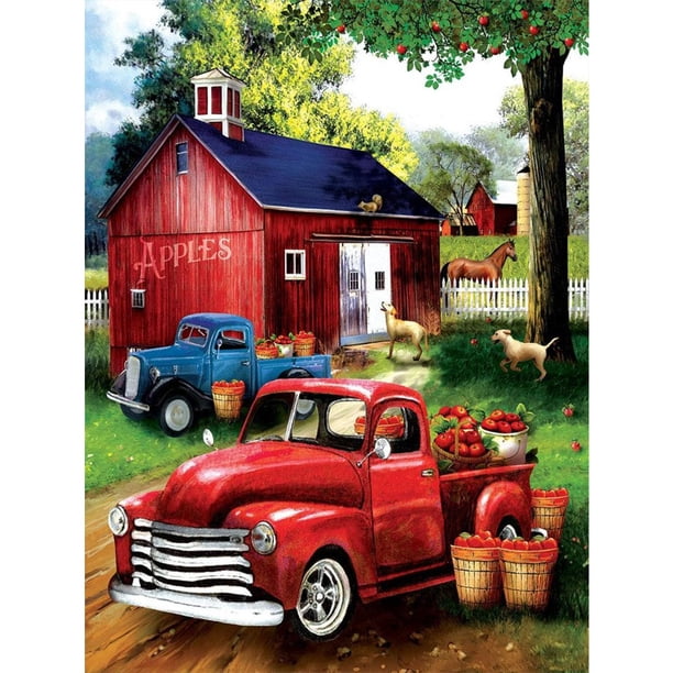 5D DIY Diamond Painting Kits Red House and Car Full Round Drill Crafts Mosaico FLhrweasw Nuevo