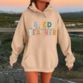 thumbnail image 2 of Women's Hoodies & Sweatshirts Unisex Autumn and Winter Subject Teacher Letter Print Long Sleeve Pocket Hooded Sweatshirt for Daily Wear, 2 of 4
