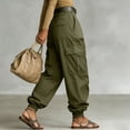 thumbnail image 6 of Levmjia Women's High Waisted Cargo Pants Wide Leg Loose Fit Trousers with Pockets Solid Color Casual Long Pants, 6 of 6