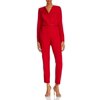 Adrianna Papell Womens Tuxedo Jumpsuit Satin Belted Crepe Red 2