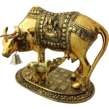 Charmy Crafts Metal Cow with Calf Showpiece for Home Décor, Color - Gold,  6.75 x 5.5 x 8 inches