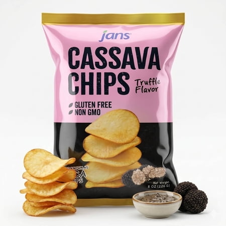 Jans Cassava Chips, Truffle Flavor (8 oz, Pack of 1) – Gluten Free – Non GMO