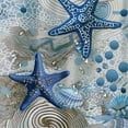 thumbnail image 5 of Creowell  Nautical Coastal Shower Curtain Ocean Beach Seashell Starfish Coral Fabric Bathroom Decor Set with Hooks White, 5 of 7