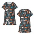 thumbnail image 5 of Salouo Coffee Lover Print Print Short Sleeve Sleepshirt for Womens Comfy Nightgown Scoopneck Cute Nightdress Ruffle -3X-Large, 5 of 7