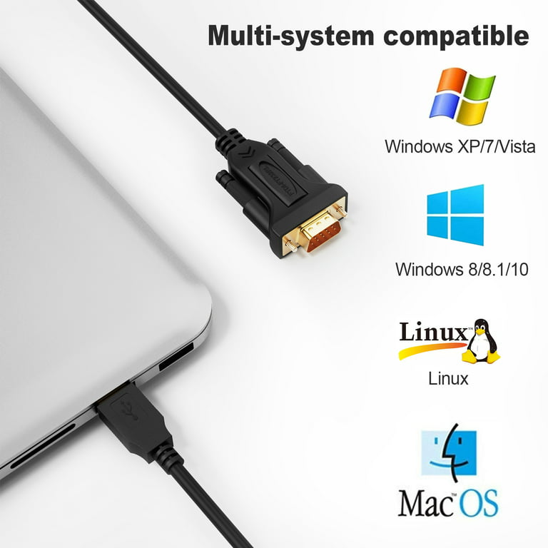 kontrollere moronic lag CableCreation USB to Serial Cable 3ft, USB to RS232 Adapter, USB to DB9,  RS232 Converter 9-Pin FTDI Chipset for Windows , Mac OS and Linux -  Walmart.com