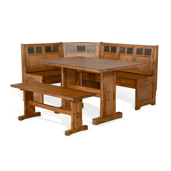 Sunny Designs Sedona Farmhouse Wood Breakfast Nook Set in Rustic Oak