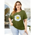 thumbnail image 7 of XCHQRTI Womens Daisy Tshirt Graphic Plus Size Casual Shirt Oversized Short Sleeve Summer Flower Tops, 7 of 7