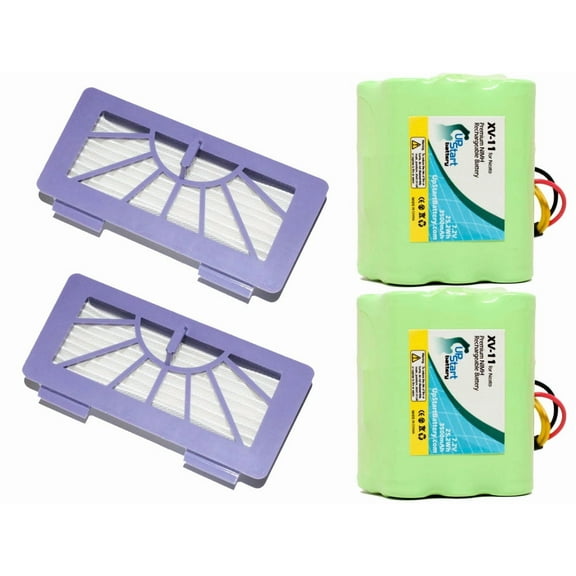 2-Pack Neato XV Signature Battery and Filter - Kit Includes 2 Neato Battery and 2 Filter (3500mAh 7.2V NI-MH)