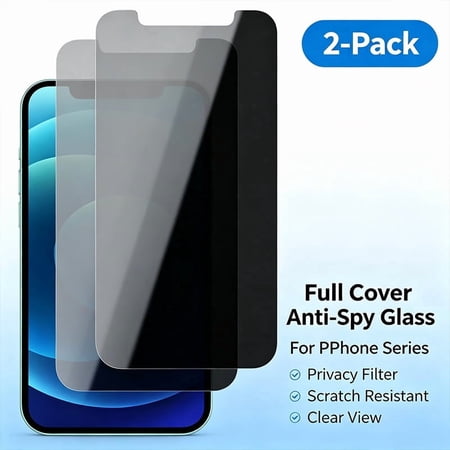 Privacy Screen Protector for iPhone 12/12 Pro, 2 Pack 9H Hardness Tempered Glass Anti Spy Screen Protector, Easy Installation Frame