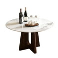 thumbnail image 7 of Montary 53" Round Dining Table w/ Walnut Base Sturdy Cross Design - Sintered Stone Top for 4-6, Kitchen/Dining Room (Table Only), 7 of 7
