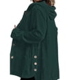 thumbnail image 3 of Chaqueta de Otoño para Mujer con Capucha, Informal, con Botones, Larga, Holgada, de , con Bolsillos. Verde L, 3 of 7