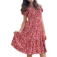 thumbnail image 2 of Langwyqu Summer Floral Print Square Neck Girls Chiffon Midi Dress For 5-14 Y, 2 of 5