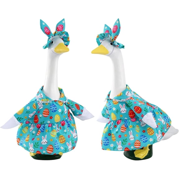 Easter Goose Outfit, for 23 inch Porch Goose, Cute Rabbit Goose Clothes, for Outdoor Gardens, Lawns & Patios Statue Easter Decor (Blue)